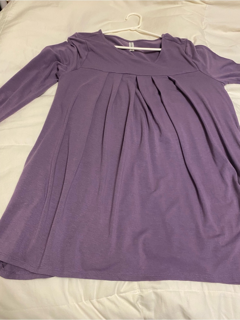 Zenana Outfitters Lavender Pleated Long Sleeve Tunic